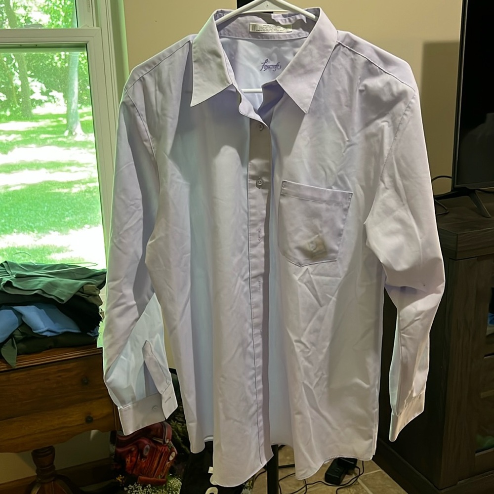 Foxcroft Women’s Blouse Sz 14 Lavender Cotton/Poly Office Work Career Casual